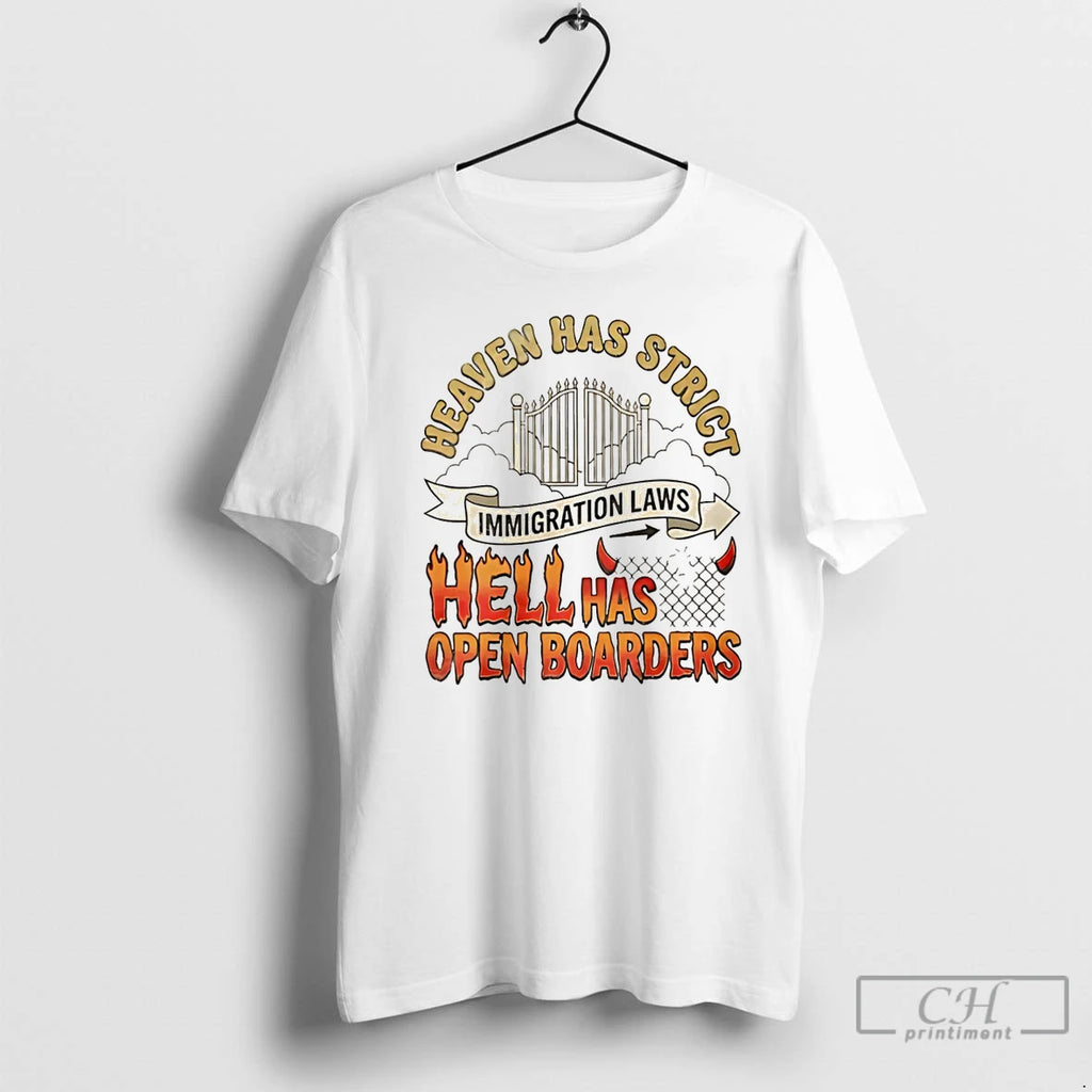 Classic Heaven Has Strict Immigration Laws Hell Has Open Borders Christmas T-Shirts, Hoodie, Sweatshirt | RetroVerseTees.com