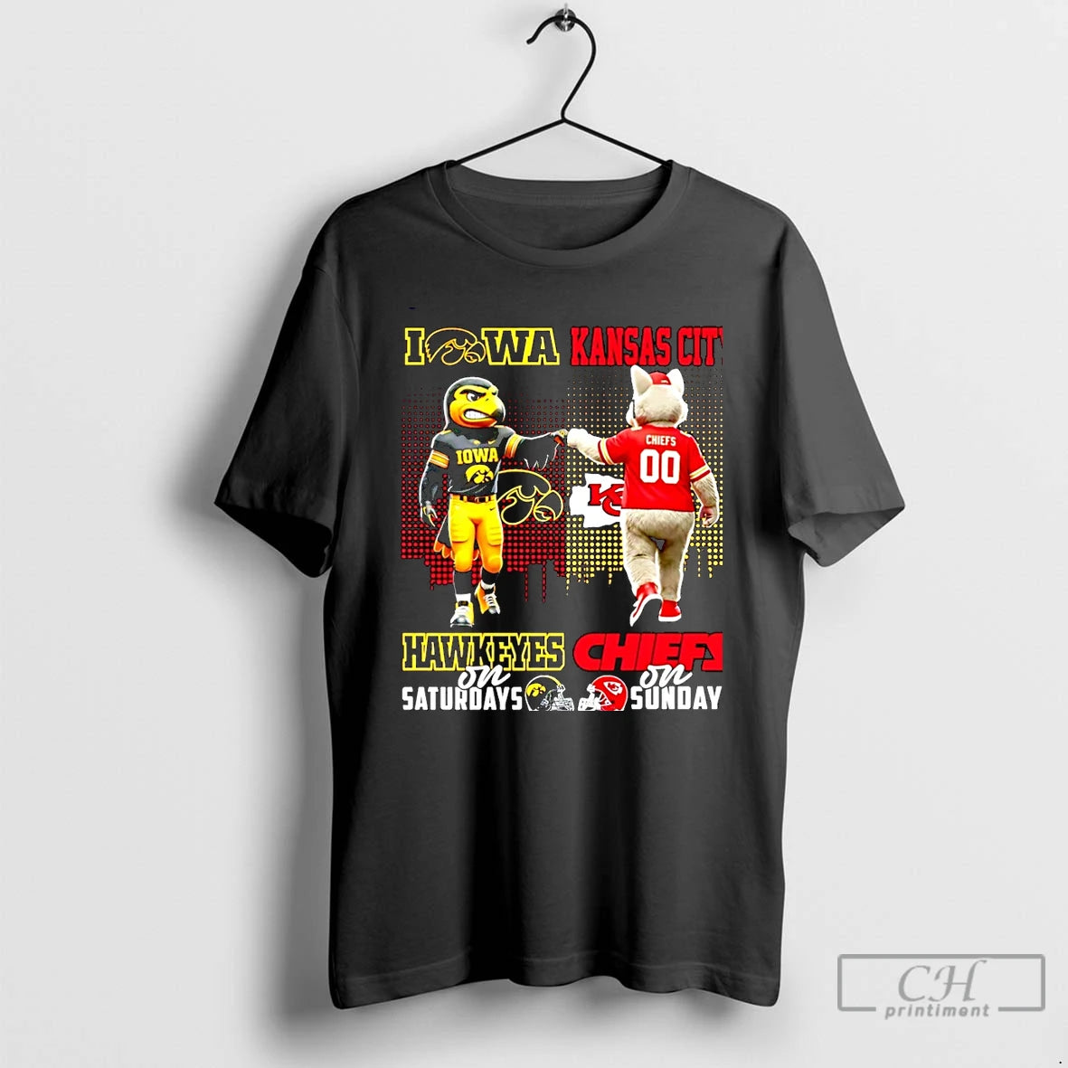 Classic Iowa Hawkeyes On Saturdays Vs Kansas City Chiefs On Sundays Mascot Skyline Christmas T-Shirts, Hoodie, Sweatshirt