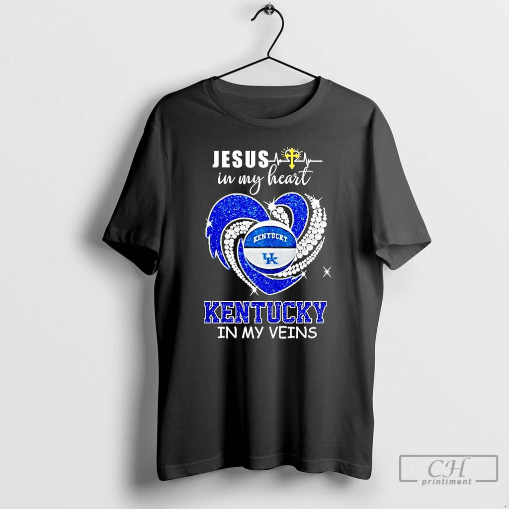 Classic Kentucky Wildcats In My Veins Jesus In My Heart T-Shirts, Hoodie, Sweatshirt | RetroVerseTees.com