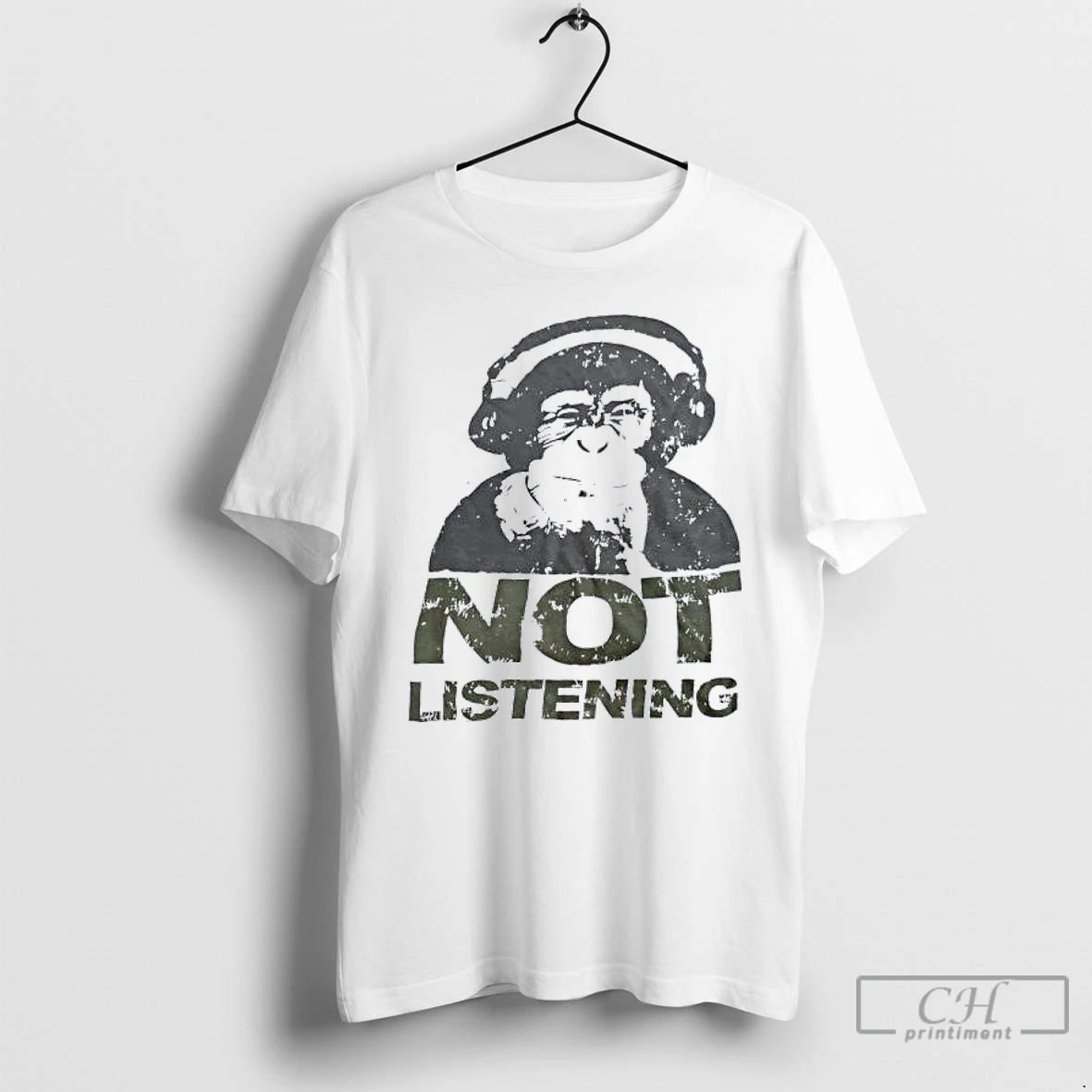 Classic Monkey Wearing Headphone Not Listening T-Shirts, Hoodie, Sweatshirt | RetroVerseTees.com