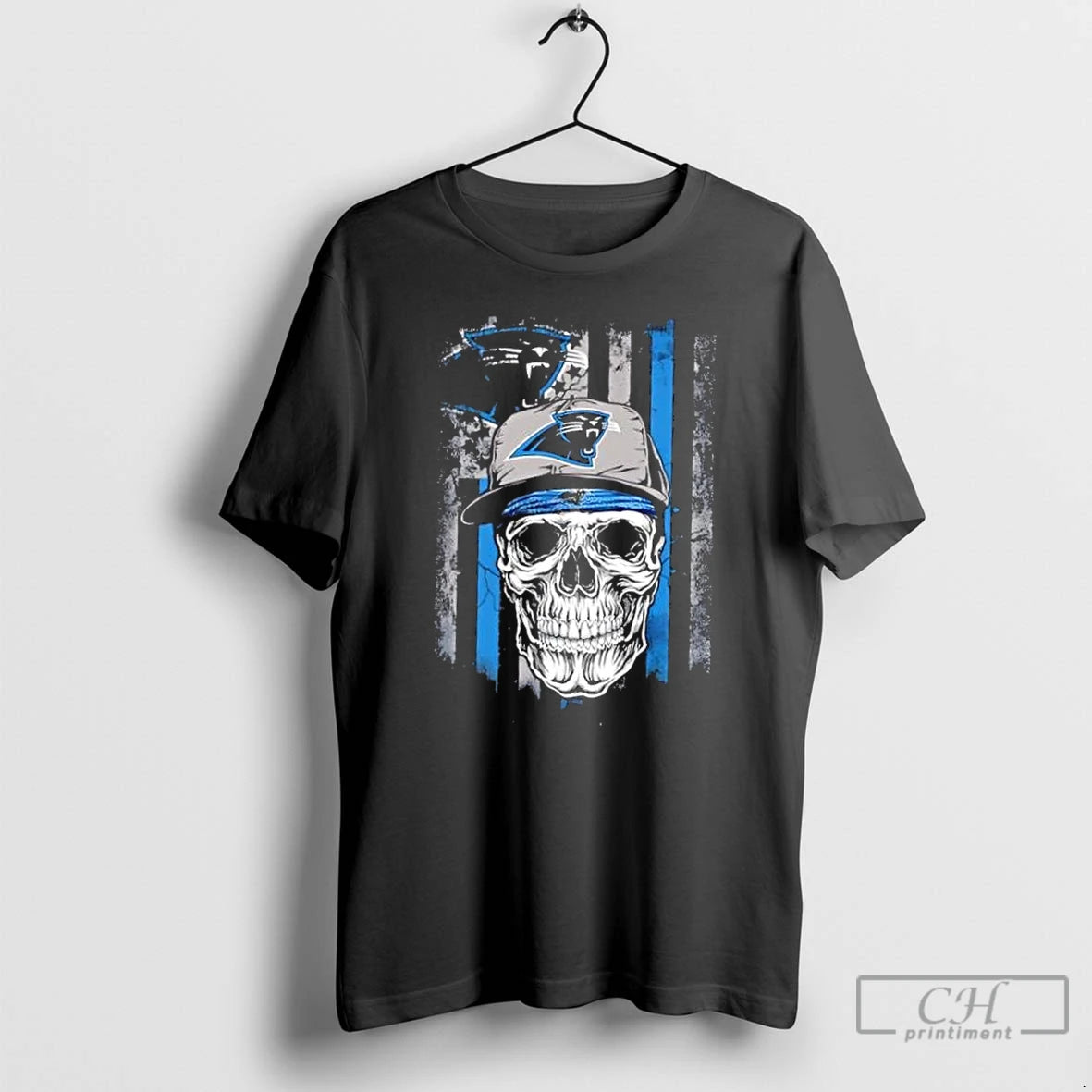 Classic Skull Wearing A Cap Carolina Panthers Us Flag T-Shirts, Hoodie, Sweatshirt | RetroVerseTees.com