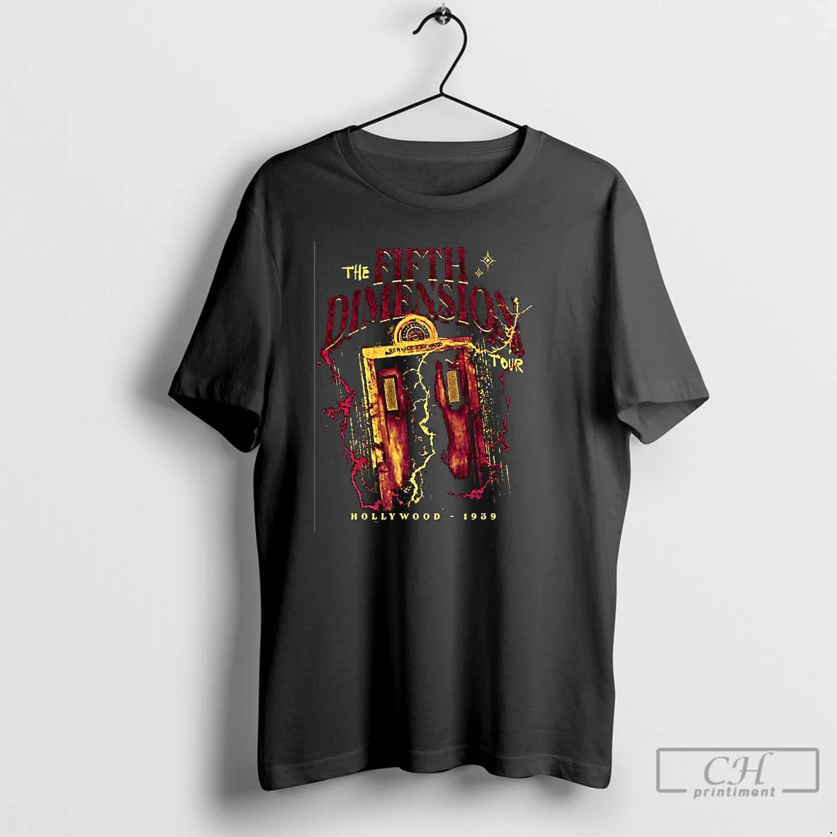 Classic The Fifth Dimension Tour Hollywood 1939 Elevator Lighting Graphic T-Shirts, Hoodie, Sweatshirt | RetroVerseTees.com