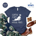 Coffee Cats Shirt, Coffee Lover Shirt, Woman Yoga Shirt, Girls Life Shirt, Yoga T-Shirt, Yoga Lover Gifts, Gift For Cat...
