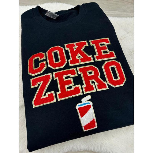 'Coke Zero' Letter Patch Crewneck Sweatshirt T-Shirts, Hoodie | RetroVerseTees.com