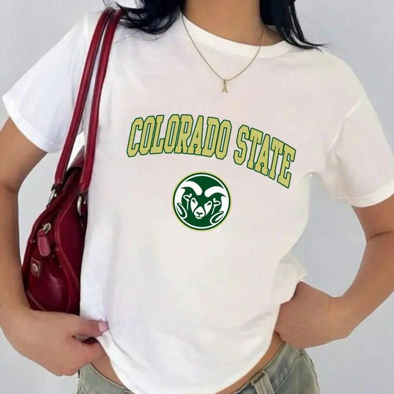Colorado State JMU Vintage Sport Teams NCAA Collection Unisex Crewneck Black Baby Tee, Graphic Team Collection Baby Tee,...