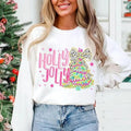 Colorful Glitter Holly Jolly Sweatshirt, Christmas T-Shirt, Glitter Coquette Christmas Tree T-Shirt, Christmas Coquette...