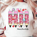 Colorful Pencil Teacher Life Valentine Shirt, Valentines Day Teacher Shirt, Teach Love Shirt, Teacher Valentines Gift,...
