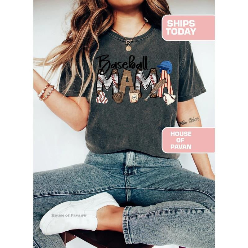 Comfort Colors Baseball Mama Tee, Baseball Mom Shirt, Baseball Shirt For Women, Sports Mom Shirt, Family Baseball Shirt...