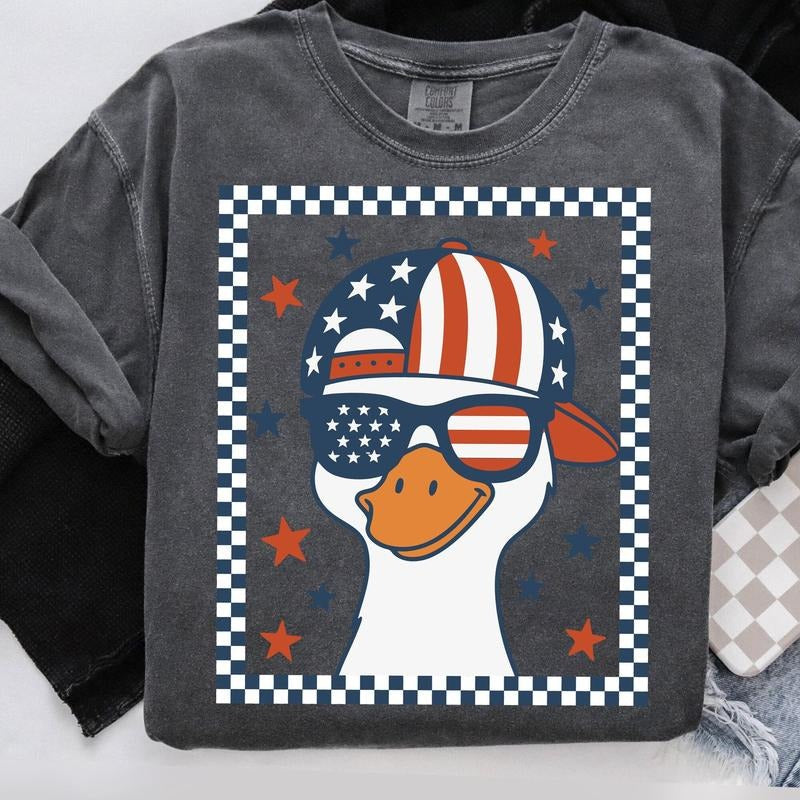 Comfort Colors Boy Goose T-Shirt, Cute Boy Summer T-Shirt, Silly Goose Boy Shirt, 4th of July Boy T-Shirt, Kids Patriotic...