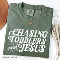 Comfort Colors Chasing Jesus And Toddlers Tshirt Christian Mom Tee Kingdom Motherhood Tee Faith-based Aesthetic Design...