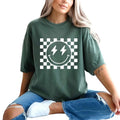 Comfort Colors Checkered Pattern Smile Face Shirt, Retro Smiley Face Shirt Hoodie, Sweatshirt | RetroVerseTees.com