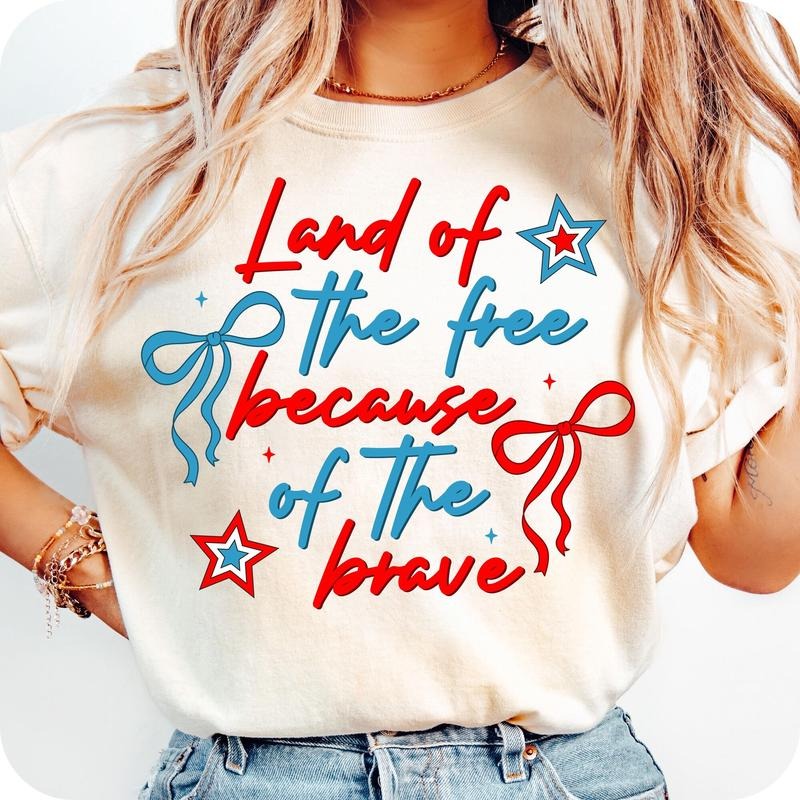 Comfort Colors Coquette America Land Of The Free Because Of The Brave T-Shirt, 4th of July Shirt, Patriotic TShirt,...