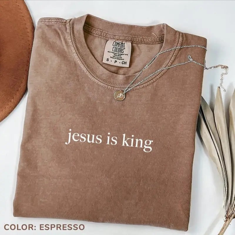 Comfort Colors Jesus Is King Shirt, Christian Shirt, Religious Mom Shirt, Jesus Lover Shirt, Christian Shirt for Mom,...