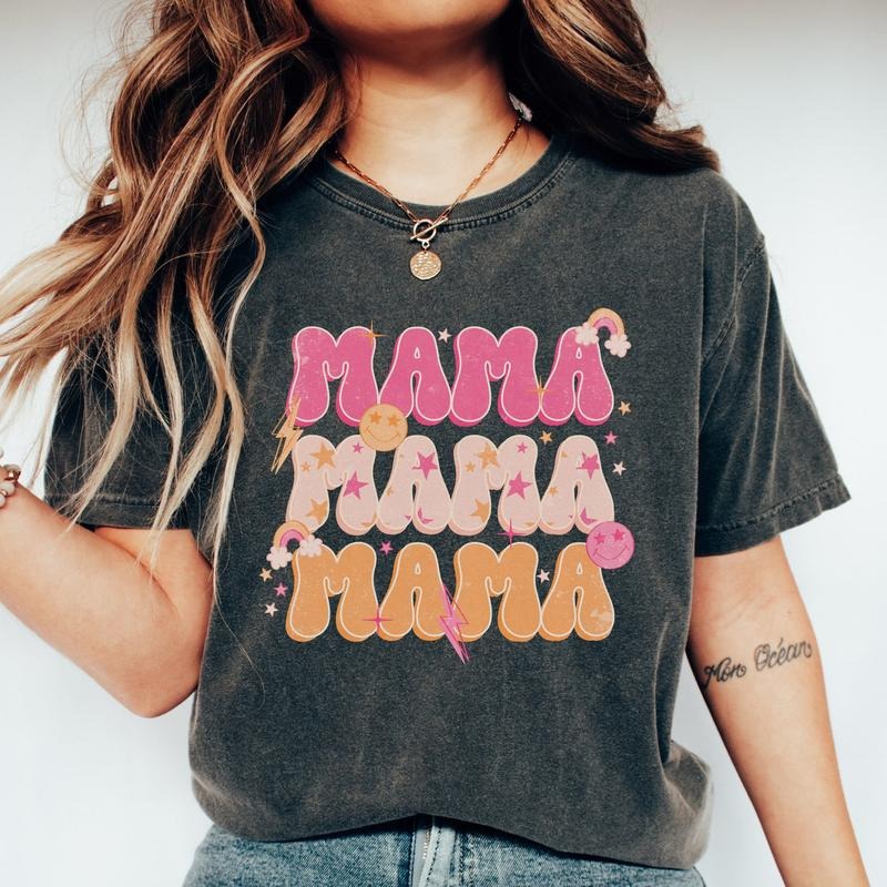 Comfort Colors Retro Mama T-Shirt, Mom Life T-Shirt, Mother's Day T-Shirt, Floral T-Shirt for Mom, Gift for Her, Momma...