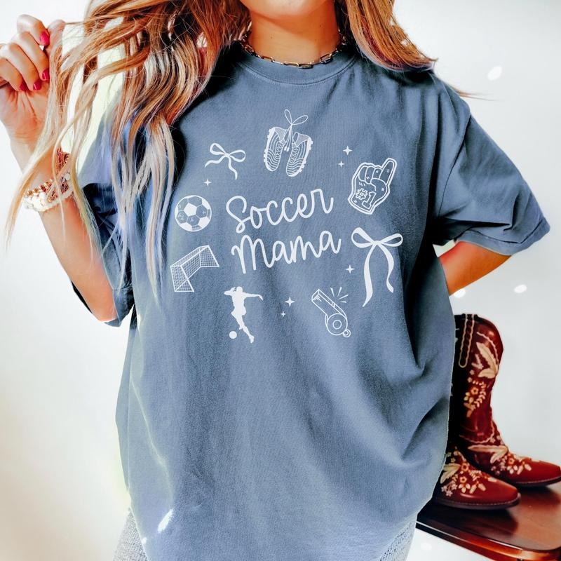 Comfort Colors Soccer Mama Shirt, Soccer Mom Club, Mothers Day Gift For Soccer Mom Cotton Fabric Top Traditional Hoodie,...