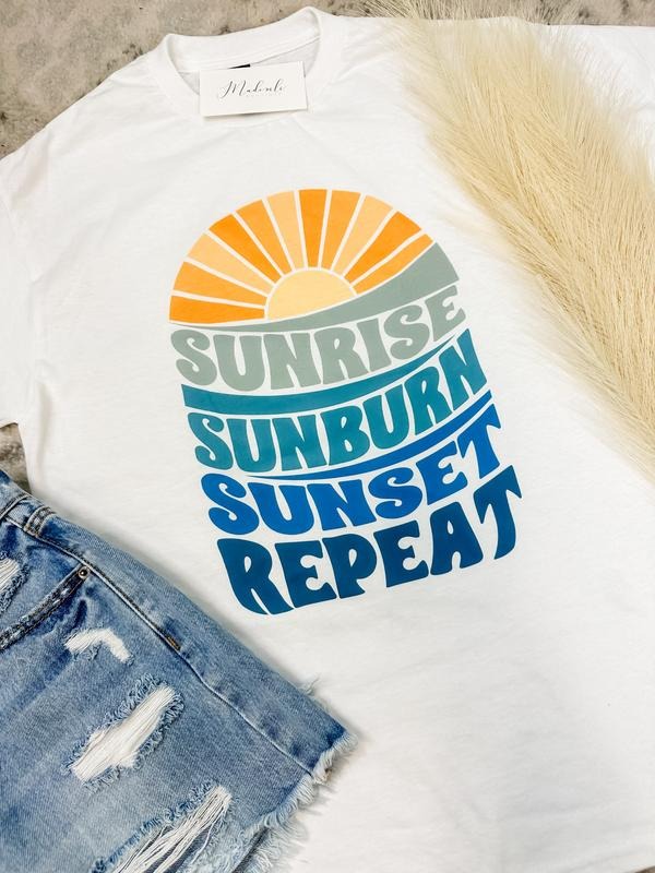 Comfort Colors Sun Repeat Graphic Tee Hoodie, Sweatshirt | RetroVerseTees.com