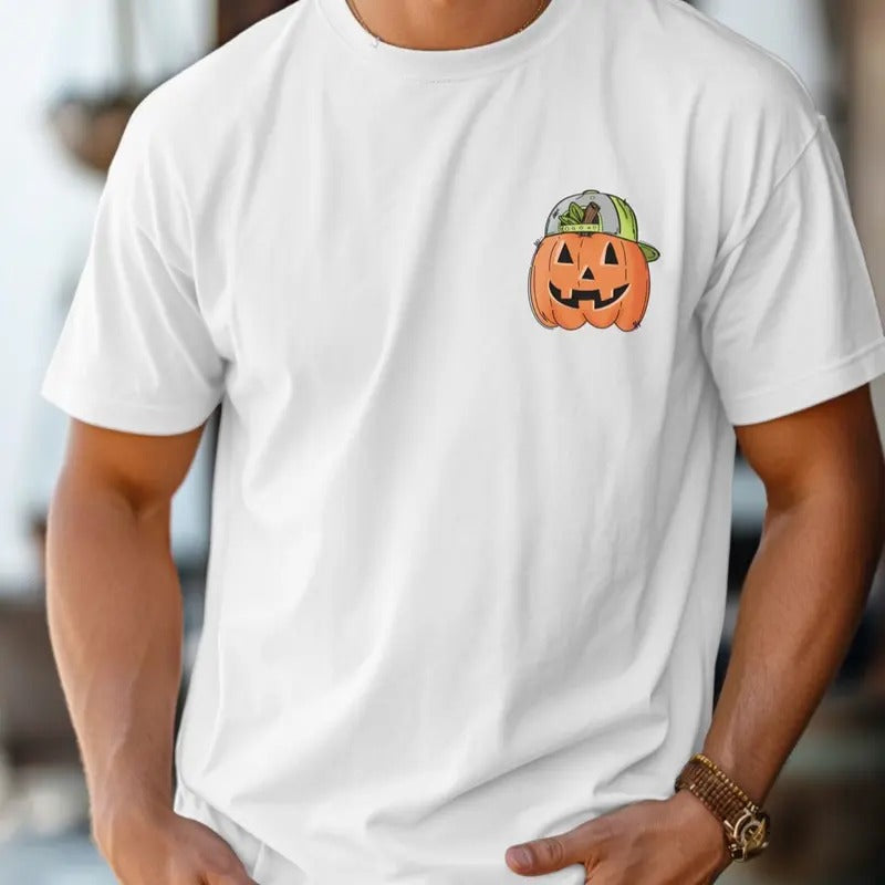 Comfort Colors unisex Pumpkin Head pocket - Short Sleeve Graphic T-Shirt Hoodie, Sweatshirt | RetroVerseTees.com