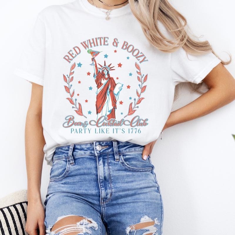 Comfort colors red white and boozy short sleeve cotton casual graphic tshirt Hoodie, Sweatshirt | RetroVerseTees.com
