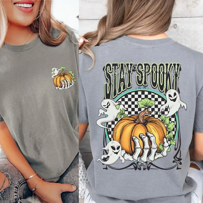 Comfort colors stay spooky short sleeve casual cotton graphic tshirt Hoodie, Sweatshirt | RetroVerseTees.com
