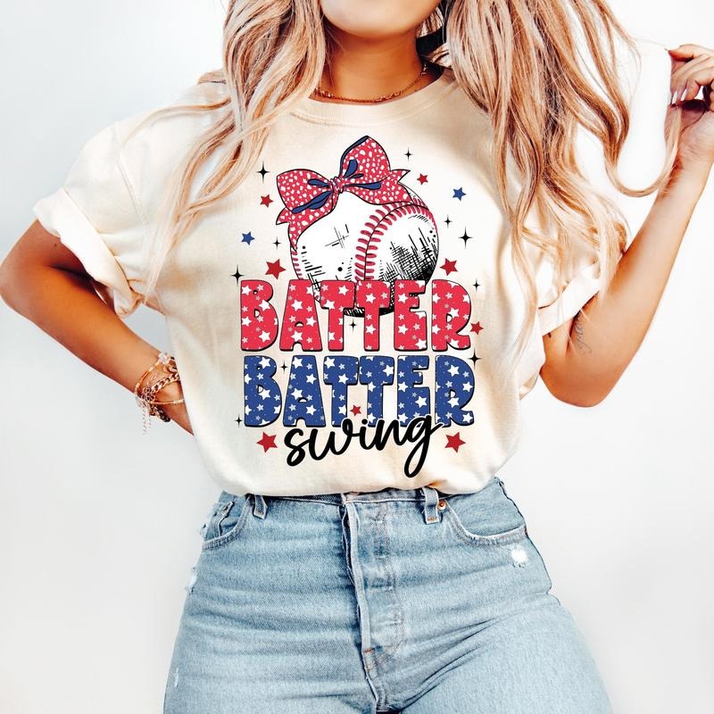 Coquette Baseball T-Shirt, Batter Batter Swing, Game Day T-Shirt, Girly Baseball Bow T-Shirt, Retro Baseball Mama...