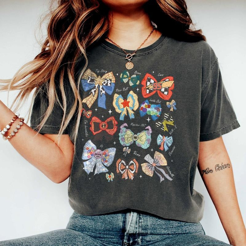Coquette Bows Movies T-shirt, Inside Out, Monster Inc, Cars, Resort Family Trip Hoodie, Sweatshirt | RetroVerseTees.com