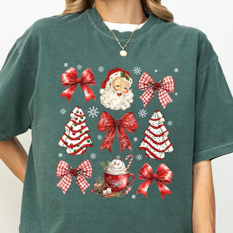 Coquette Christmas Comfort Colors Shirt, Christmas Vibes Vintage Graphic Tee, Retro Christmas Season Unhinged Tees,...