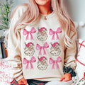 Coquette Christmas Shirt, Pink Bow Christmas Shirt, Pink Santa Sweatshirt, Christmas , Vintage Christmas Cotton Crewneck...