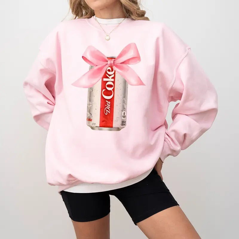 Coquette Diet Coke Sweatshirt, Diet Coke With Pink Bow Sweatshirt, Diet Coke Meme, Coquette, Diet Coquette, Y2K Silly...