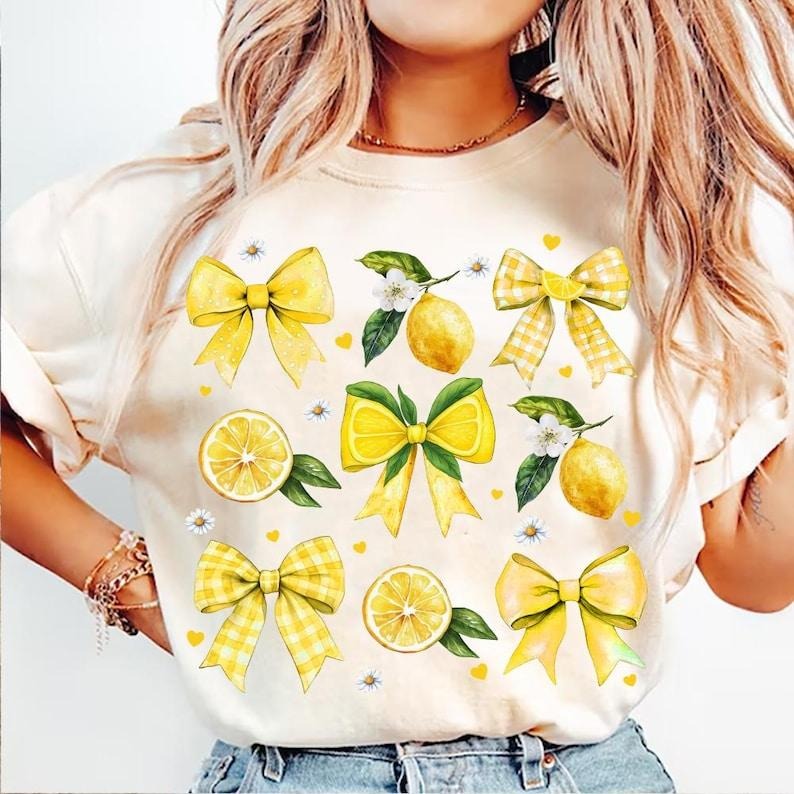 Coquette Lemon Preppy Mama Lemon Glitter Cute Lemon Floral Lemonade Everyday Preppy Summer Girly Summer T-Shirt Hoodie,...