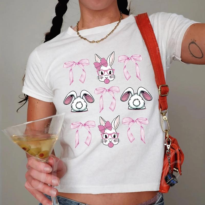 Coquette Pink Bow Bunny Baby Tee, Bunny With Glasses Baby Tee, Rabbit Easter Coquette T-Shirt, Bow Bunny Baby Tee Hoodie,...