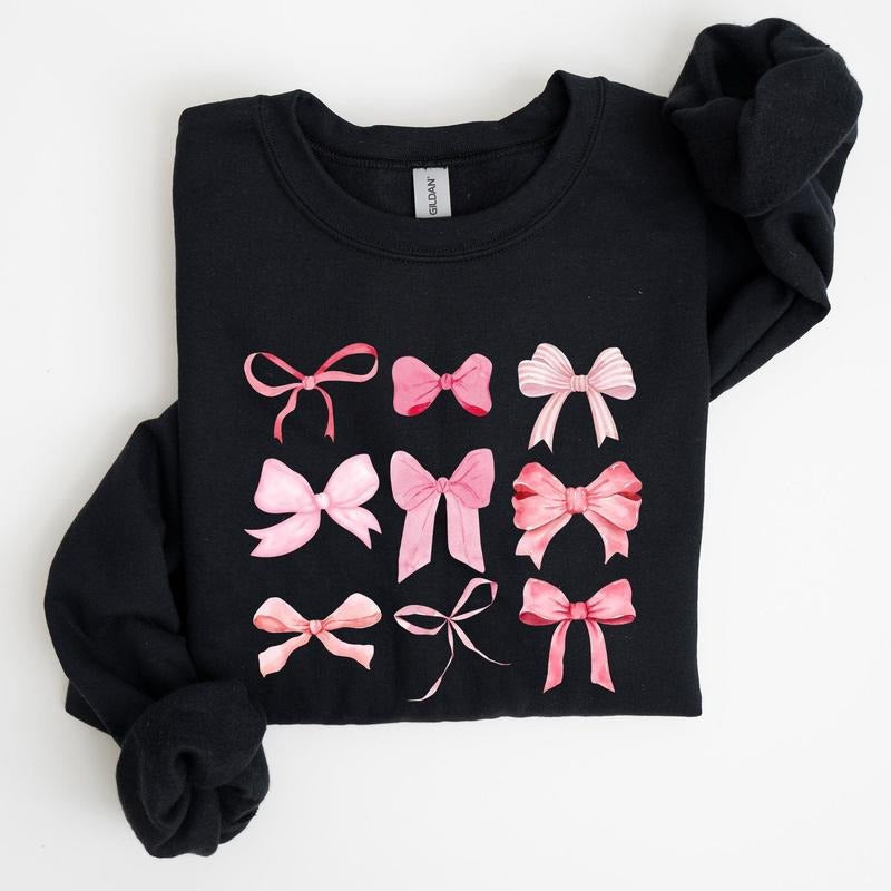 Coquette, Pink Bows, Trend, Girly, Soft Girl Era Sweatshirt, Women's Crew Neck, Crewneck Casual Comfort Womenswear...