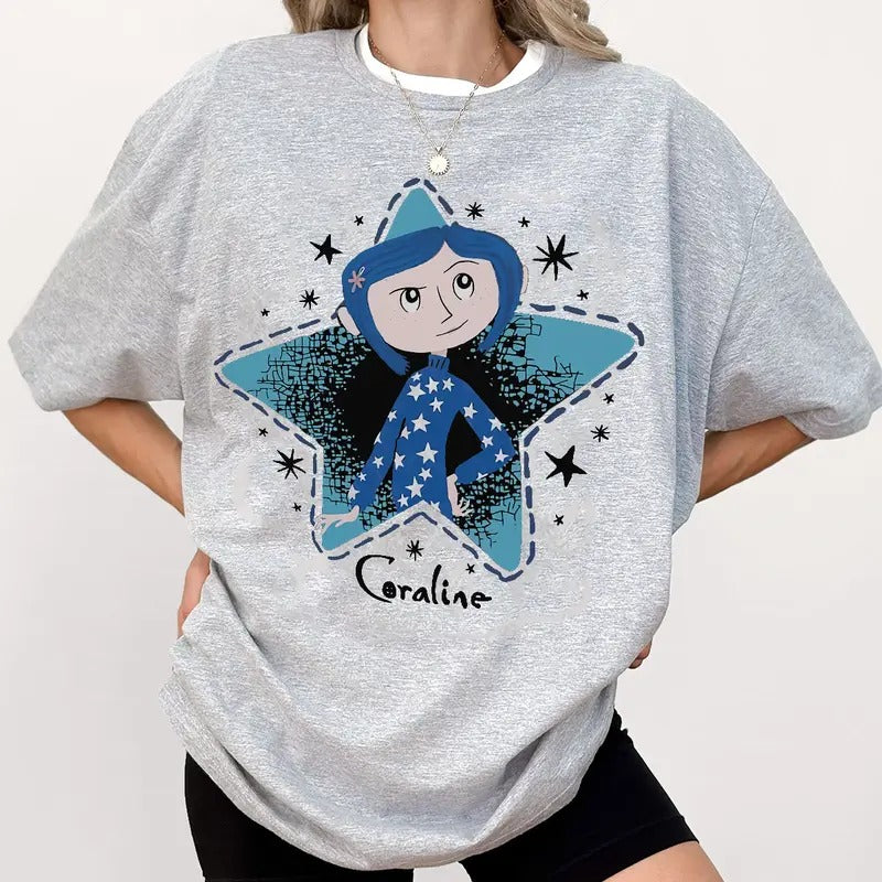Coraline Stars Womens T-Shirt Plus Size, Movie Shirt, Trendy Sweatshirt, Gift for friend Hoodie | RetroVerseTees.com
