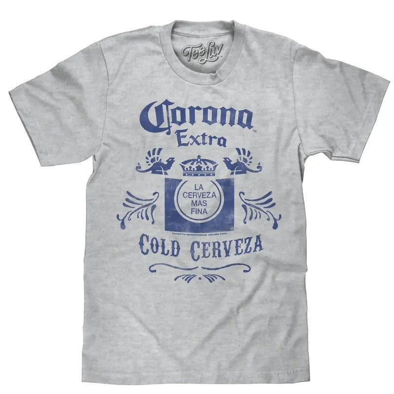 Corona Extra Cold Cerveza Crown Logo T-Shirt - Athletic Gray Heather Hoodie, Sweatshirt | RetroVerseTees.com