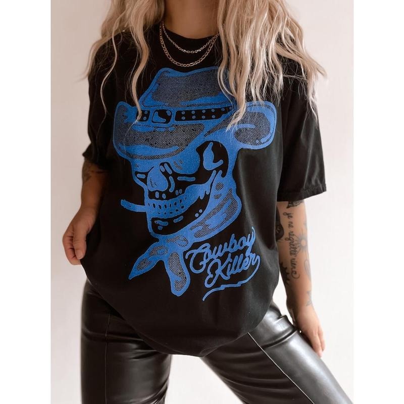 Cowboy Killer Tee, Western grunge graphic tee, trendy cowboy shirt, tee Hoodie, Sweatshirt | RetroVerseTees.com