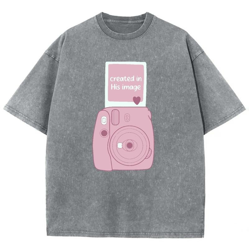 Created In His Image Unisex Washed T-Shirt, Christian t shirts, Christian Jesus  t shirts, Vintage 90s Graphic Tee Gift...