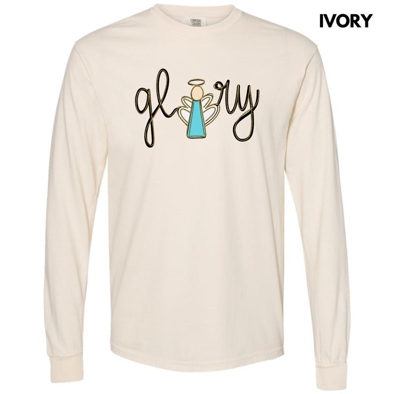 Cursive Glory Angel Long Sleeve Comfort Colors T-Shirt 'NLB' Hoodie, Sweatshirt | RetroVerseTees.com
