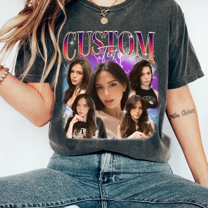 Custom Comfort Colors Photo T-shirt, Personalized Image Shirt, Vintage Customized Your Own Pictures Tee, Custom Photo...