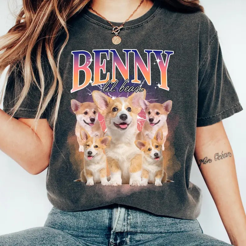 Custom Comfort Colors Retro Dog T-Shirt, Personalized Pet Shirt, Bootleg Rap Dog Shirt, Custom Design Tee, Valentine...