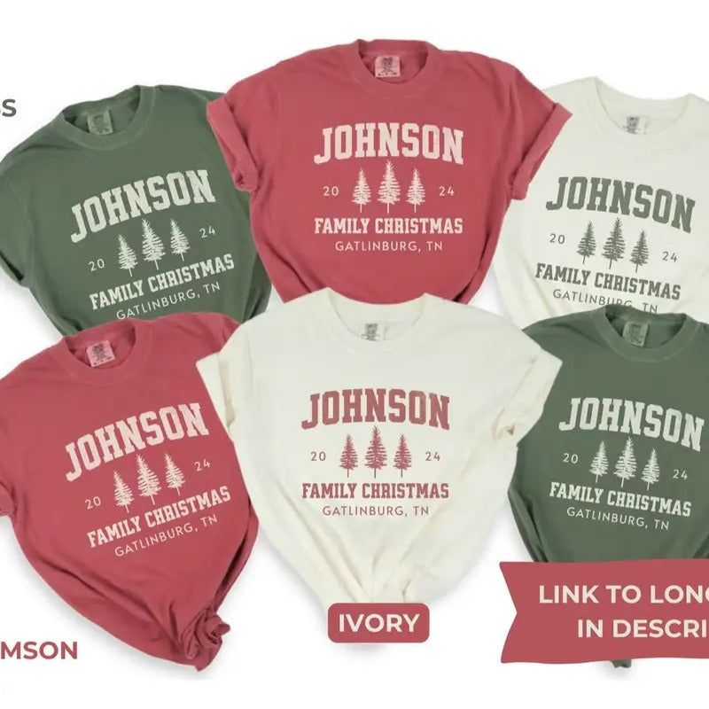 Custom Family Christmas Shirts, Comfort Colors Matching Family Christmas Tshirts, Personalized Name Christmas Shirt,...