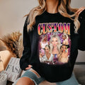 Custom Photo Bootleg Girlfriend 6 Face 90s Retro Vintage Sweatshirt, Shirt with Face on It for Boyfriend Birthday Gift,...
