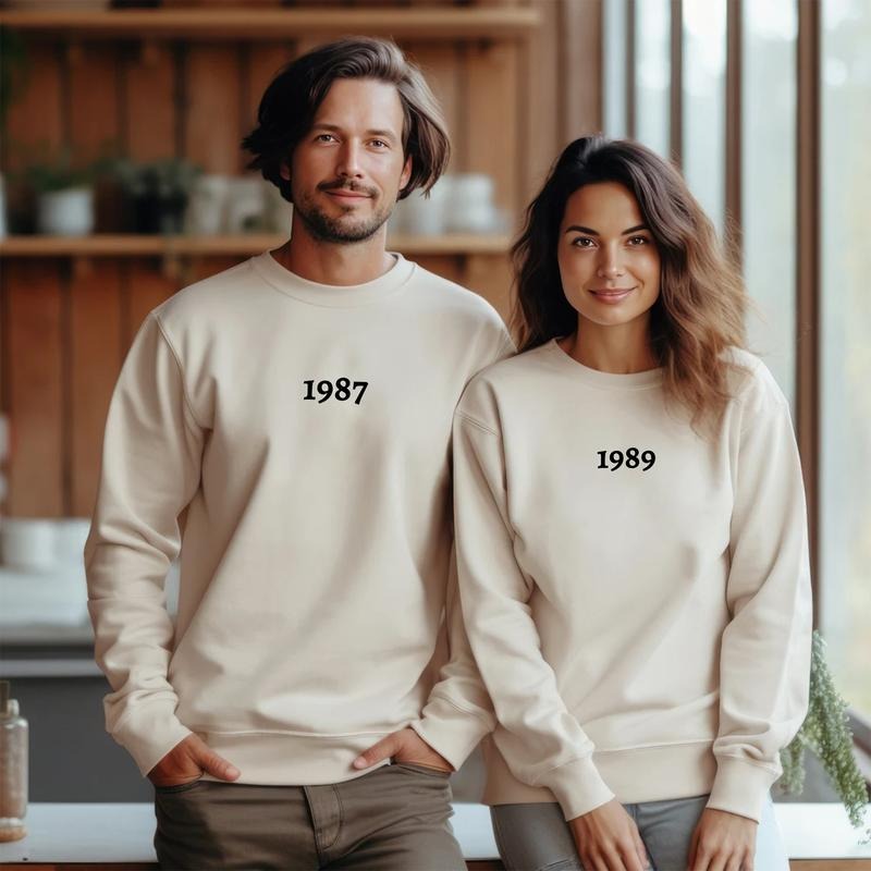 Custom Year Sweatshirt, Custom Birth Year Crewneck, Personalized Aniversary Couple Long Sleeves Pullover, Birthday Gifts,...