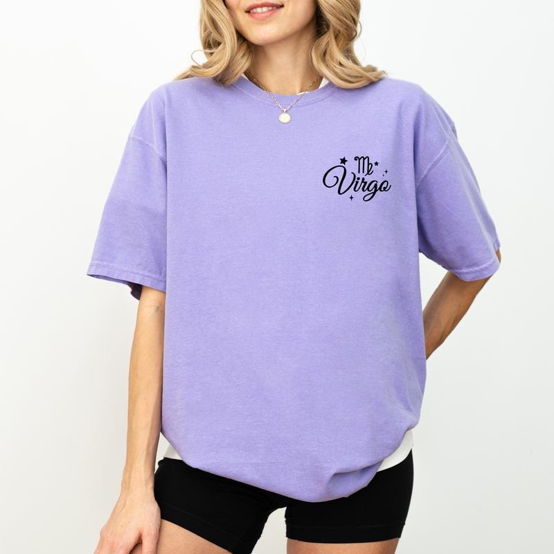 Custom Zodiac Signs Comfort Colors Shirt, Personalized Zodiac Unhinged Tees, Women Horoscope Constellations Oversized...