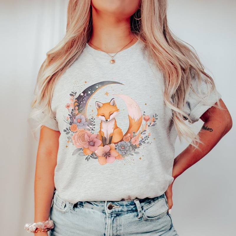 Cute Fox T Shirt Hoodie Sweater Fox Print Shirt Fox Lover Shirt Floral Fox Shirt Gifts For Fox Lovers Cottagecore...