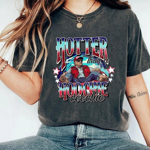 "D0nald Trummpp Summer Vibe Hotter Than A Hoochie Coochie T-Shirt, Truumpp 2024 Tees, Hotter Than A Hoochie T-Shirt, 2024...