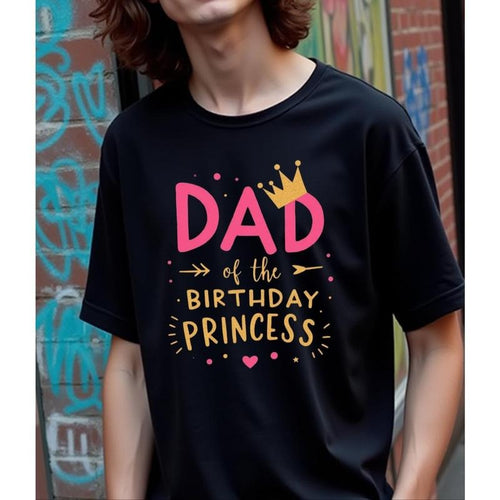"Dad FOG TNF Birthday Princess" Men'WB shield T-Shirt - Swoosh Vibrant Geometric Print with Crown & Hearts, All-Season...