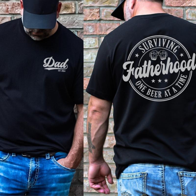 Dad Shirt, Surviving Fatherhood One Beer At A Time Front And Back Shirt, Funny Beer Loving Dad Gift Hoodie, Sweatshirt