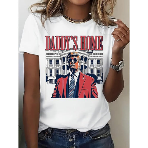 "Daddy'WB shield Home" Trump T-Shirt Women'WB shield T-shirts 2024 Trump Vote T-Shirt Fashion Trend Cotton Top Menswear...