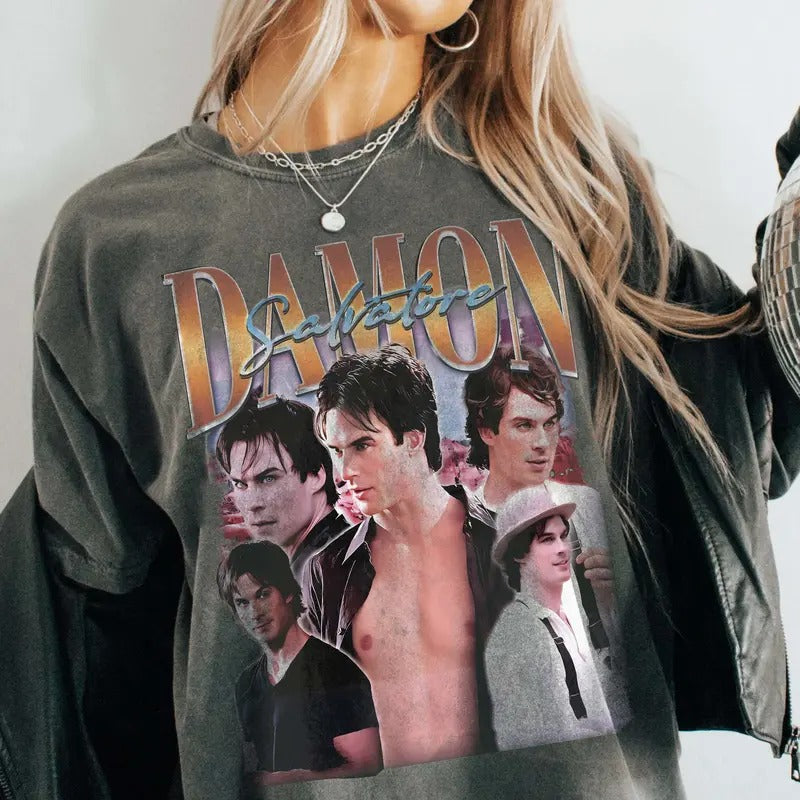 Damon Salvatore Fan Merch T-shirt, Sweatshirt, Hoodie, The Vampire Diaries Merch, TVD Fan Merch, Ian Somerhalder Gift For...