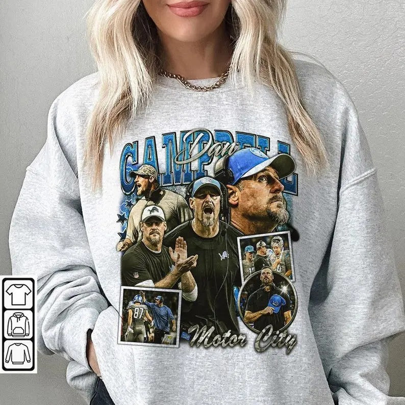 Dan Campbell Football Shirt, American Football Shirt Unisex, Football 90s Vintage Gift Hoodie, Sweatshirt