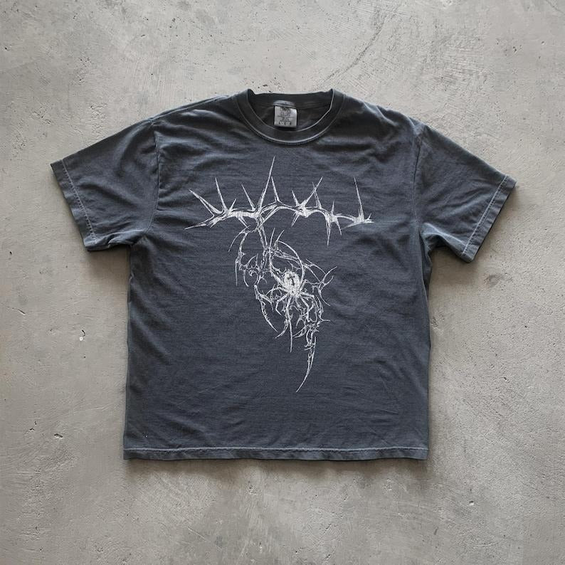 Dark spider Cybersigilism y2k, Y2Kgrunge Grunge aesthetic gothic tshirt, vintage, streetwear short sleeve t-shirt opium...
